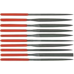 Steel X 2868 Ten Piece Needle Nose File Set With Red Plastic Grip