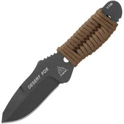 TOPS Knives TOPS DFOX01 Tactical Gray Finish Fox Fixed Blade Knife With Desert Tan Paracord Wrapped Handle