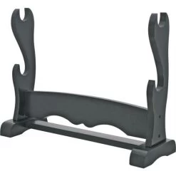 China Made M3331 Double Sword Stand With Black Finish And Wood Construction