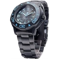 Smith & Wesson 900BLU Smith Tritium Dive Watch With Black Finish Metal Wrist Band And A Black Rubber Strap