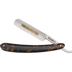 Timor M504 Straight Razor With Brown And Beige Imitation Tortoise Handle