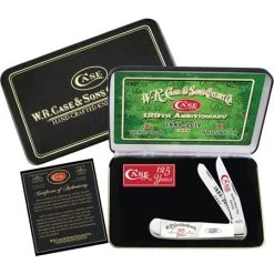 Case 9254125WP Trapper 125th Anniversary Folding Pocket Knife With White Corelon Handle