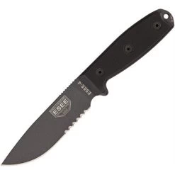 ESEE 4STGB Model 4 Serrated Tactical Fixed Blade Knife With Removable Black Micarta Handles