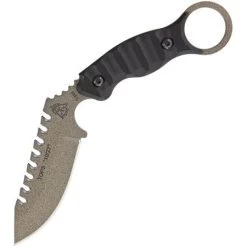 TOPS Knives TOPS ELPNX1 Karambit Fixed Tactical Stone Finish Blade Knife With Grooved Black G-10 Handles