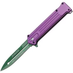 Tac Force 457PGN Joker Fantasy Assisted Opening Linerlock Folding Pocket Knife With Purple Aluminum Handles