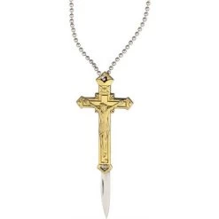 Rough Rider 1497 Brass Cross Knife With Stainless Steel Construction