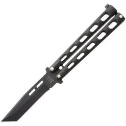 Bear & Son 115TANB Butterfly Knife With Black Powder Coated Zinc Handle