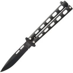 Bear & Son 115B Butterfly Folding Pocket Knife With Black Powder Coated Zinc Handle