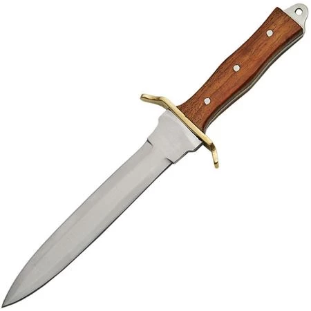 Pakistan 3363 Commando Dagger With Brown Wood Handle And Leather Belt Sheath