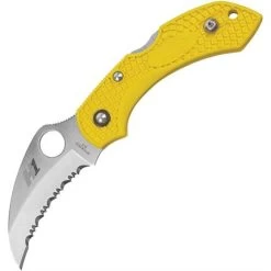 Spyderco 28SYL2HB Dragonfly 2 Salt Lockback Folding Pocket Knife With Yellow Textured FRN Handle