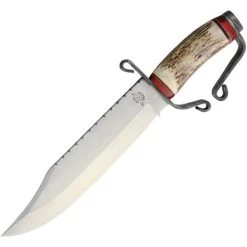 Old Forge 039 Confederate Bowie Fixed Blade Knife With Stag Bone Handle
