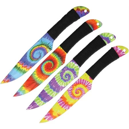 Wild Boar 1023 Tie Dye Throwing Stainless Finish Knife With Black Cord Wrapped Handle