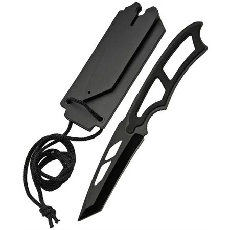 China Made 11430BK 3 Inch Neck Stainless Tanto Blade Knife With Black ABS Handle