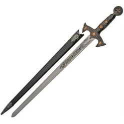 China Made 926928 Knights Templar Stainless Blade Sword With Sculpted Metal Alloy Handle